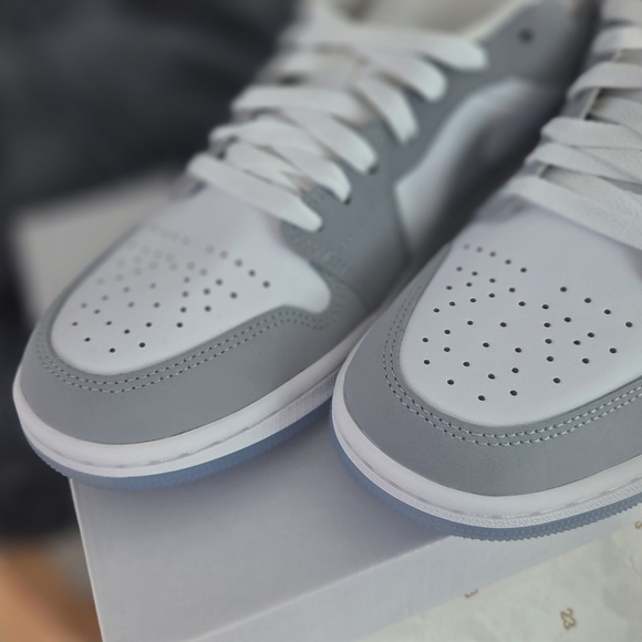 Air Jordan 1 LowWomen's Gray and White Sneakers - Picture 5 of 7